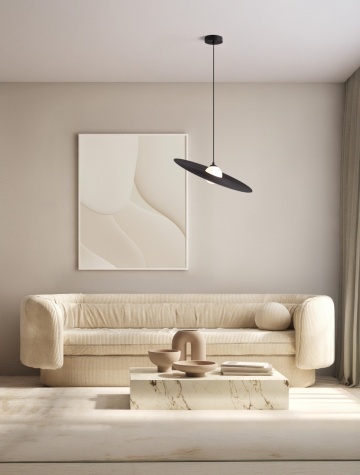 Pendul Reflet Negru / Alb Ø45 x H 160 cm