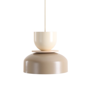 Pendul Uto 30 cm 1xE27 - Bej + Crem, lemn deschis