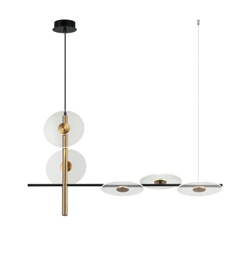 Corp de iluminat suspendat 5 lumini Sun - Negru / Bronz / Transparent
