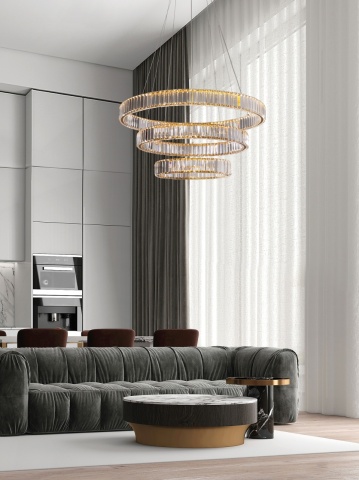 Corp de iluminat suspendat Aurelia Auriu Ø80 x H 160 cm