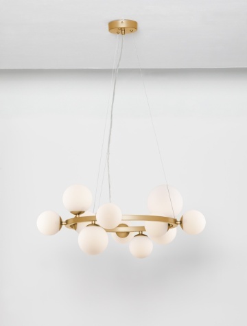 Corp de iluminat suspendat Odillia Opal / Gold Matt Ø65 x H 120 cm