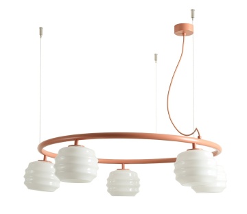 Corp de iluminat suspendat Puff Ring 85 cm 5xE27 - Coral