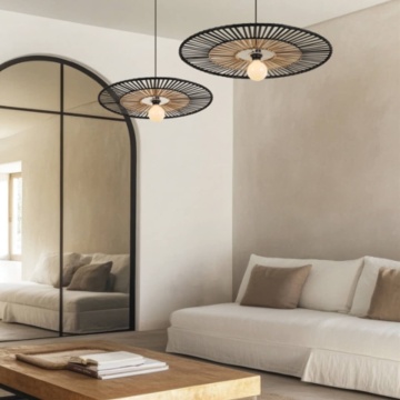 Pendul Bamboo Eclipse 1xE27 - Negru, Natural