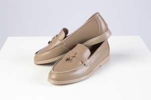 Mocasini Damă – Bej din Piele Naturală cu Detaliu Heart-Gold - Img 4