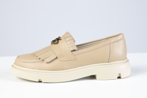 Mocasini Damă – Beige Bee Fringe din Piele Naturală - Img 2