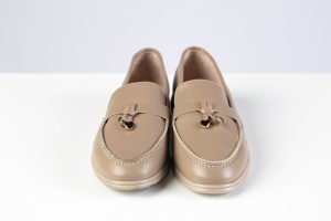 Mocasini Damă – Bej din Piele Naturală cu Detaliu Heart-Gold - Img 5