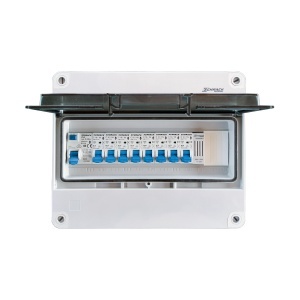 Tablou electric rezidential monofazat, 8 circuite, aparent, cu sonerie și protecție diferențială, IP55, SCHRACK