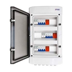 Tablou DC Fotovoltaic, 3 Stringuri, 1000V, 16A, Limitatoare Supratensiune, Presetupe, IP65