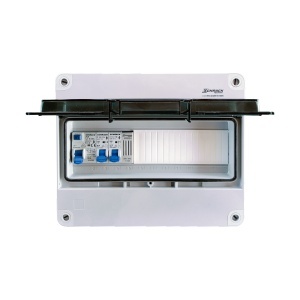 Tablou electric rezidential monofazat, 2 circuite, aparent, cu sonerie și protecție diferențială, IP55, SCHRACK