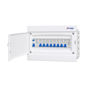 Tablou electric rezidențial monofazat, 8 circuite, încastrat cărămidă, cu sonerie și protecție diferențială, IP40, SCHRACK
