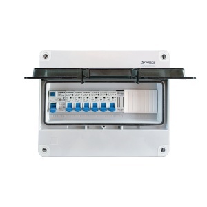 Tablou electric rezidential monofazat, 6 circuite, aparent, cu sonerie și protecție diferențială, IP55, SCHRACK