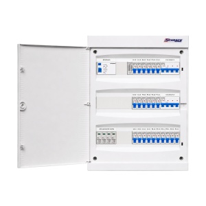 Tablou electric rezidențial trifazat fără releu de monitorizare faze, pentru cărămida, 22 circuite monofazate și 2 circuite trifazate, cu sonerie și protecție diferențială, IP40, SCHRACK - Img 2