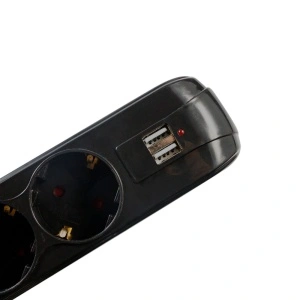 Prelungitor Spacer Schuko 5P-1.8m USB Negru - Img 3