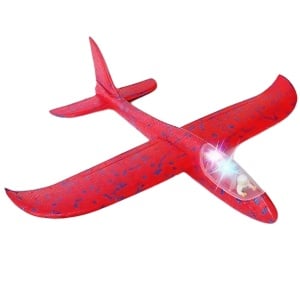 Avion Planor cu Pilot, Din Polistiren, Cu Lumini pe Toata Lungimea, 47 cm, Rosu