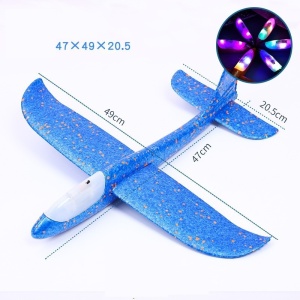 Avion Planor cu Pilot, Din Polistiren, Cu Lumini pe Toata Lungimea, 47 cm, Albastru - Img 3