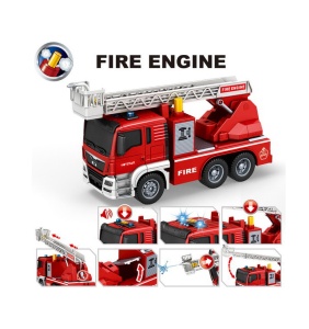 Camion de pompieri cu brat extensibil 1:16, pompa apa, efecte luminoase si sonore, rosu
