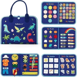 Carte Senzoriala Educativa Montessori, 5 Pagini, Model Dinozaur