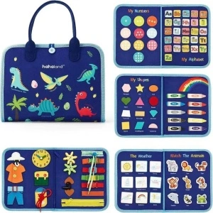 Carte Senzoriala Educativa Montessori, 5 Pagini, Model Dinozaur