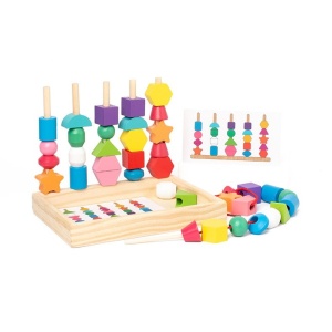 Jucarie Montessori de Sortat, din Lemn, Forme Geometrice,+3 Ani, 25 de Piese, 21.5 x 16 x 3