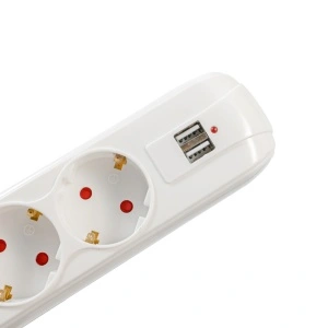 Prelungitor Spacer Schuko 5P-1.8m USB Alb - Img 3