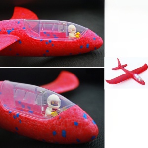 Avion Planor cu Pilot, Din Polistiren, Cu Lumini pe Toata Lungimea, 47 cm, Rosu - Img 2
