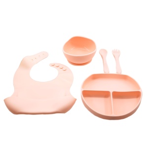 Set 5 piese diversificare bebelusi si copii din silicon,roz