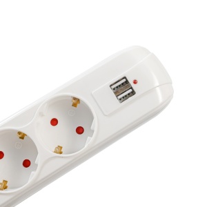 Prelungitor Spacer Schuko 5P-4.5m USB Alb - Img 3