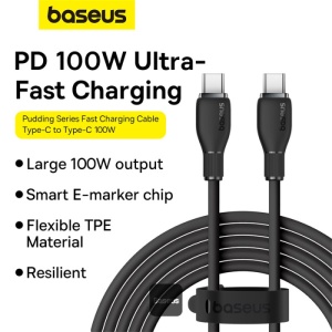 Cablu alimentare si date Baseus Pudding Series, FastCharging Data Cable , USB Type-C la USB Type-C 100W, 1.2m, negru