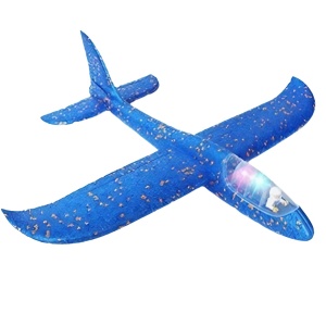 Avion Planor cu Pilot, Din Polistiren, Cu Lumini pe Toata Lungimea, 47 cm, Albastru