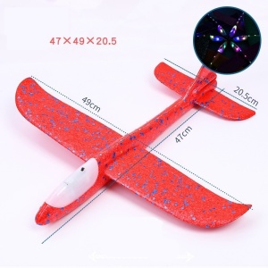 Avion Planor cu Pilot, Din Polistiren, Cu Lumini pe Toata Lungimea, 47 cm, Rosu - Img 3