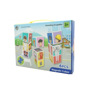 Set inteligent de cuburi magnetice pentru copii, 6 piese, cutie depozitare, puzzle joburi, +3 ani