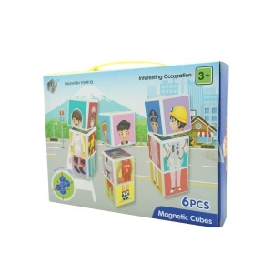 Set inteligent de cuburi magnetice pentru copii, 6 piese, cutie depozitare, puzzle joburi, +3 ani