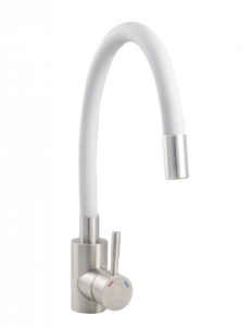Baterie bucatarie INOX pipa flexibila ALB, Ermetiq ER-YX208A