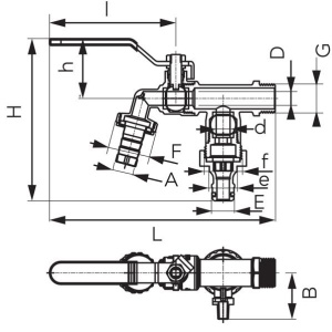 ROBINET DUBLU SERVICIU CU DOUA IESIRI PN10 3/4" 1" 1" KCD2 - Img 2