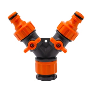 Adaptor Y, 2 robineti, 1/2-3/4"F - 2 x cupla rapida M, GT-TY234