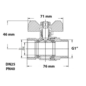 Robinet tip fluture alama 1" FF, ER-DFF11A - Img 2