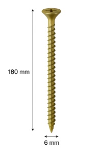 SURUB PAL SI LEMN CAP INECAT 6 X 180MM (100 BUC)