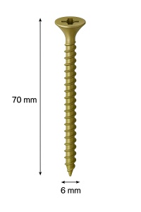 SURUB PAL SI LEMN CAP INECAT 6 X 70MM (250 BUC)