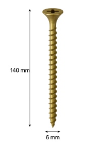 SURUB PAL SI LEMN CAP INECAT 6 X 140MM (100 BUC)