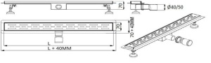 Rigola din inox CLASSIC NEGRU 600x70 - Img 5