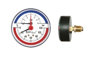 Thermomanometru orizontal, 6 Bar, BAR-AT06T
