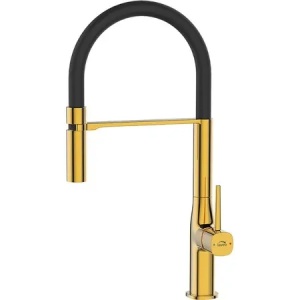 BATERIE BUCATARIE POLA GOLD CU PIPA NEGRU MAT