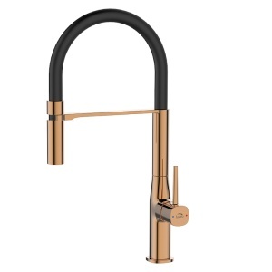 BATERIE BUCATARIE POLA ROSE-GOLD CU PIPA NEGRU MAT