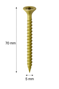 SURUB PAL SI LEMN CAP INECAT 5 X 70MM (250 BUC)