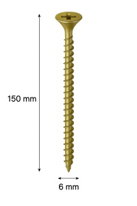 SURUB PAL SI LEMN CAP INECAT 6 X 150 MM (100 BUC)