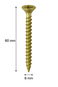 SURUB PAL SI LEMN CAP INECAT 6 X 60 MM (250 B)