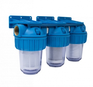 Filtru apa triplu cu sita/carbune/bumbac 3x1"x5" FF