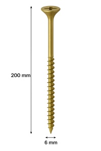 SURUB PAL SI LEMN CAP INECAT 6 X 200MM (100 BUC)
