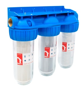 Filtru apa triplu, carbune/bumbac/sita, 3x1"x10", EWY-3F11/10