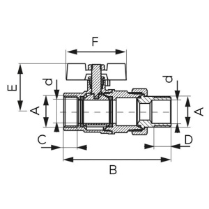 ROBINET DE TRECERE CU BILA TIP FLUTURE 1/2" FI-FE KFPS1 X10 - Img 2